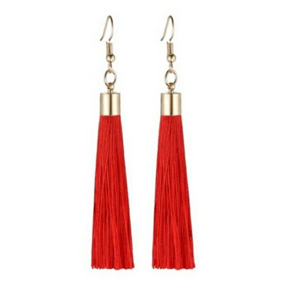 Jewelry - 🎁🎄NEW! RED/GOLD TASSEL GOLD-TONE DANGLE EARRINGS